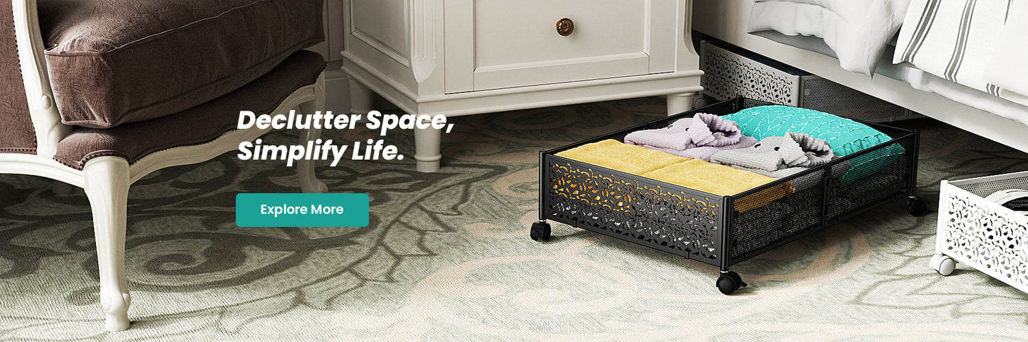 Image of Phinox Under bed storage with wheels, Stable metal structure, good to store seasonal cloth, shoes, blanket and more, easy to pull in and out.